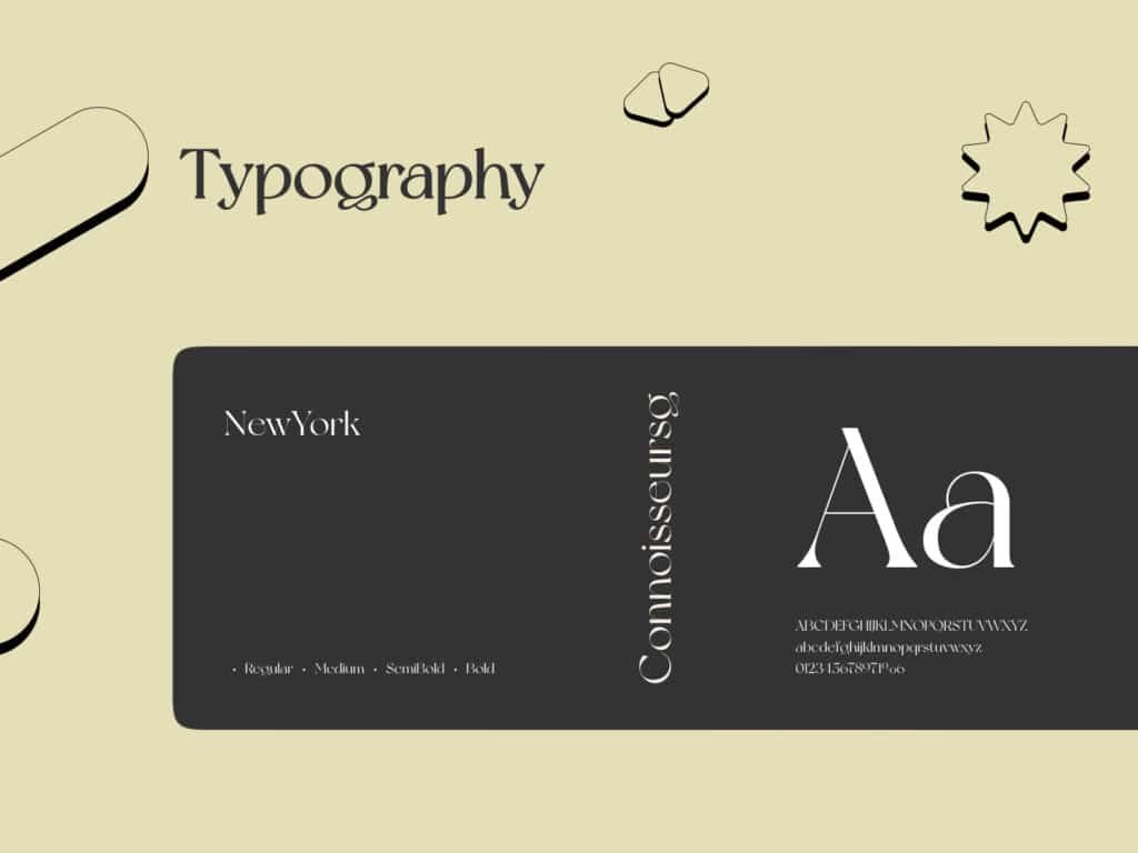 Typography system for pet website design showing font hierarchy