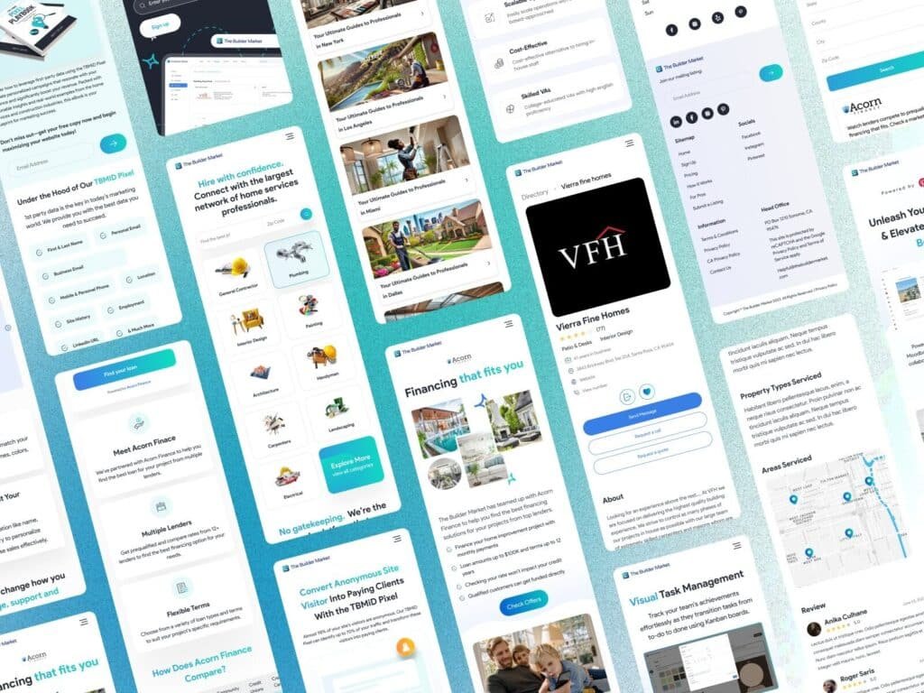 Construction platform UI showing service category selection grid