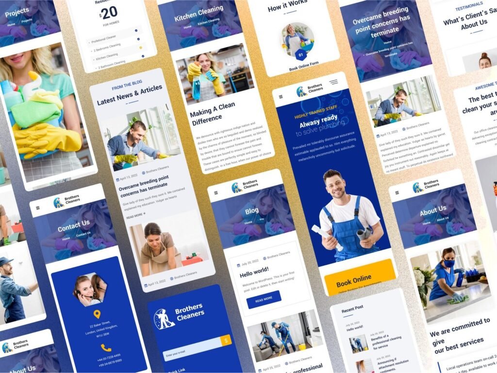 Cleaning service website design blog layout for SEO content