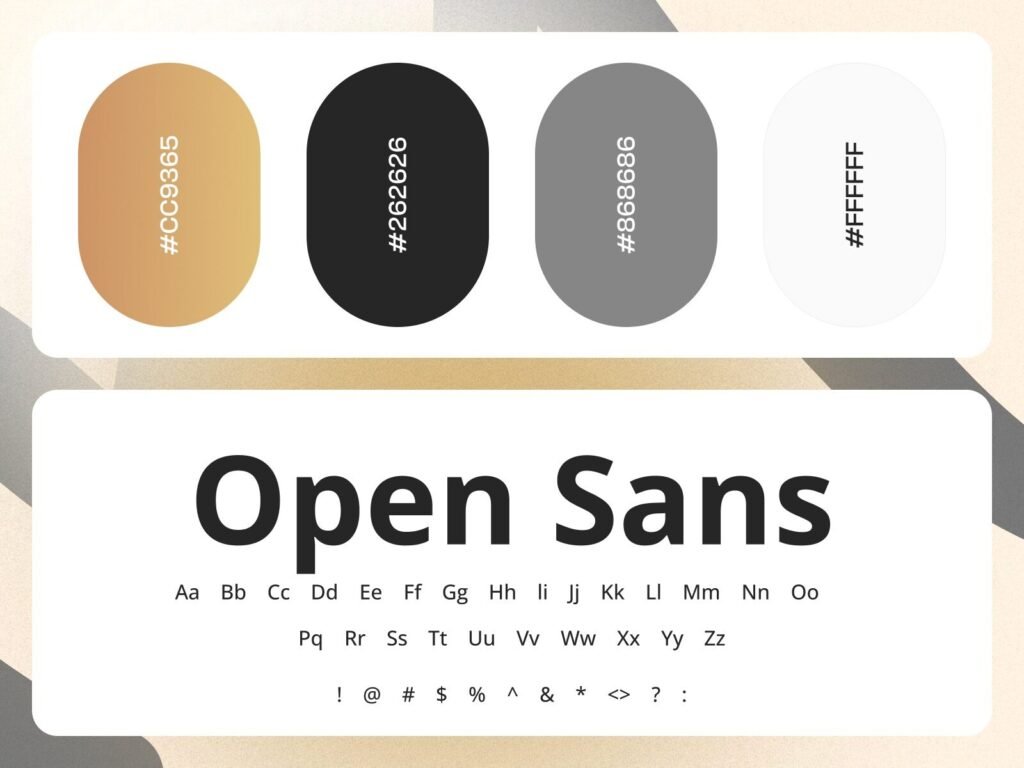 Serviced apartment website design color palette and Open Sans typography used in luxury real estate rental website