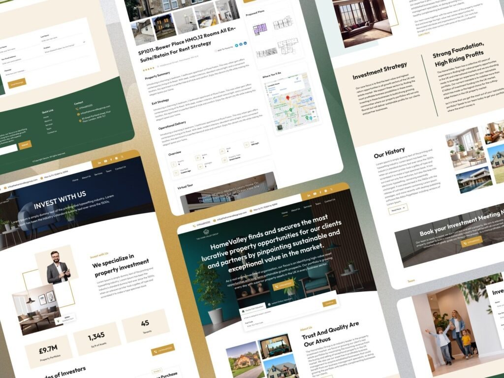 modern real estate website UI design property listing layout