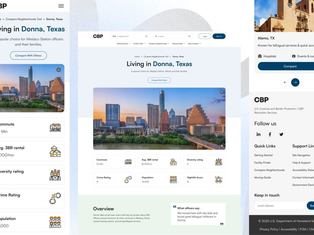 location finder UI design with smart filters search relocation platform UX dashboard