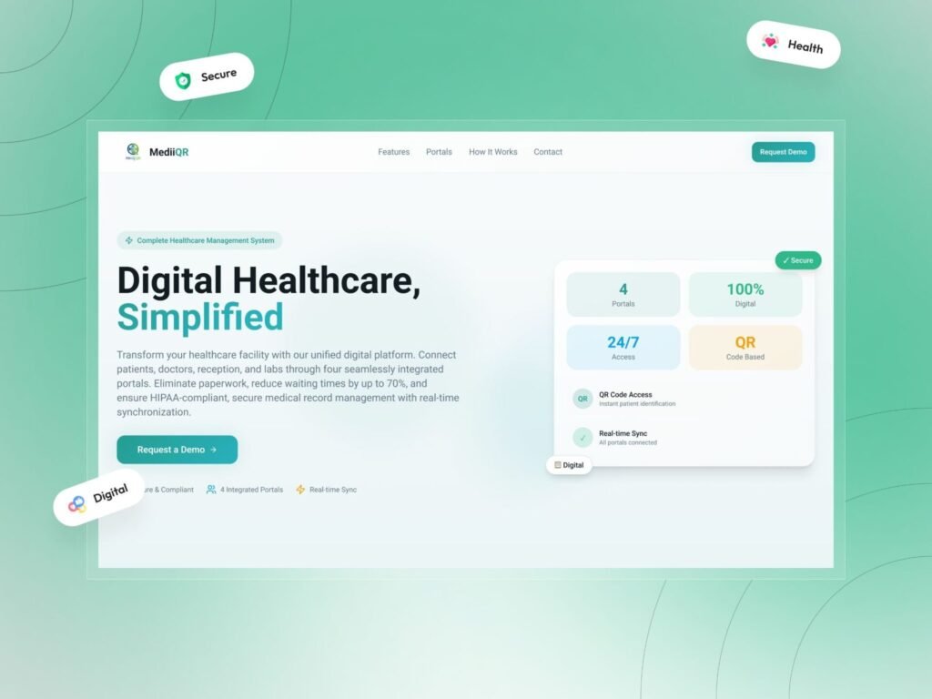 Healthcare UI/UX design dashboard for patient management and healthcare operations