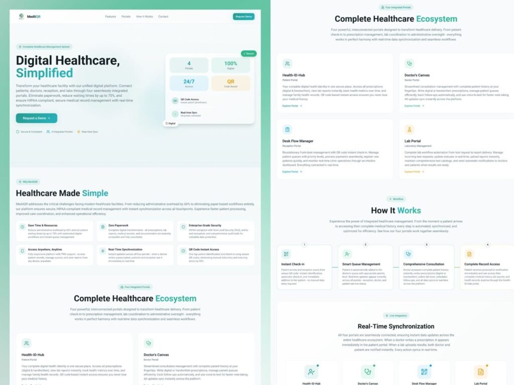 Healthcare SaaS platform connecting patient doctor reception and laboratory systems