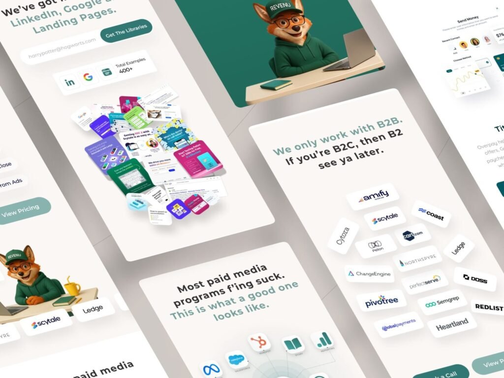 Conversion-focused SaaS landing page design with modern UI UX Design and interactive content cards