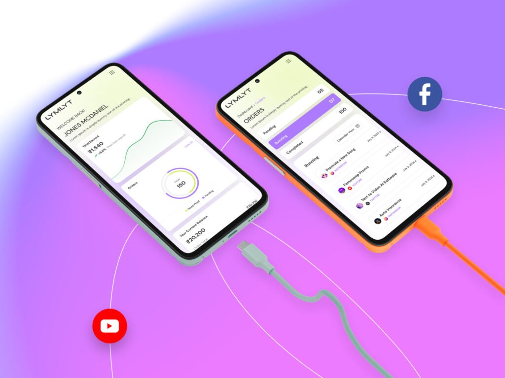 Responsive mobile FinTech app interface for payments and order management