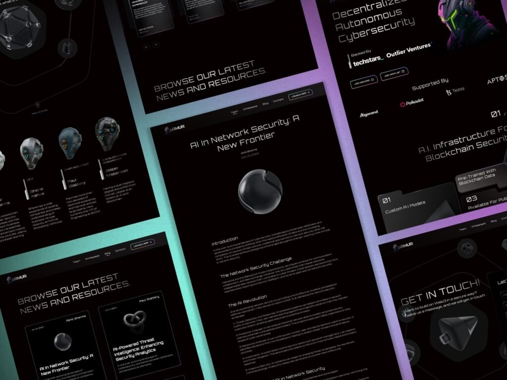 Dark themed SaaS Website Design with premium futuristic user interface and glowing UI elements