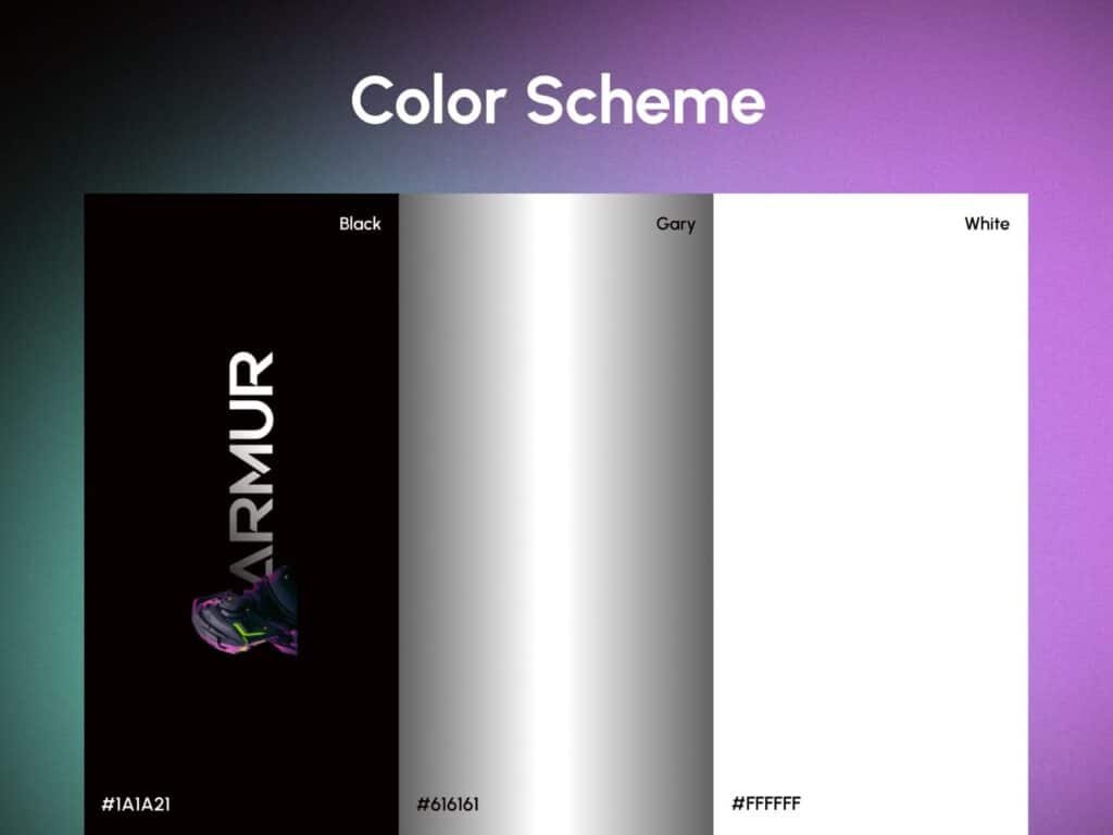 Modern AI assistant SaaS UI design color system with dark UI, neon purple accents and futuristic branding