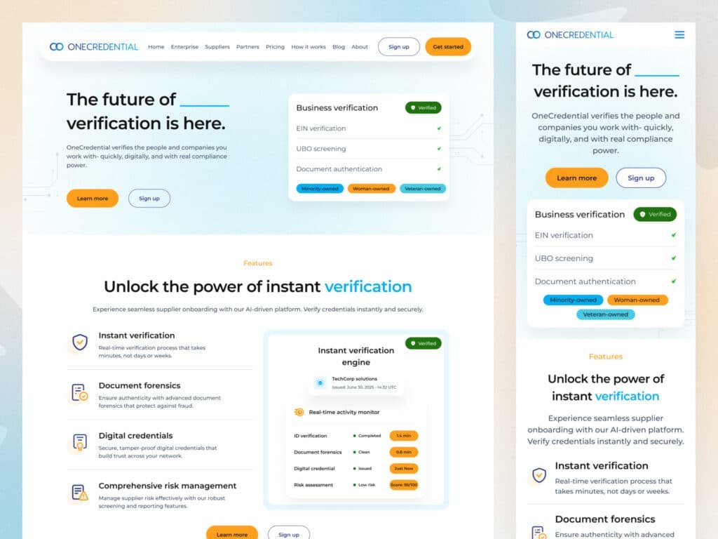Business Verification SaaS Landing Page Hero UI/UX Design