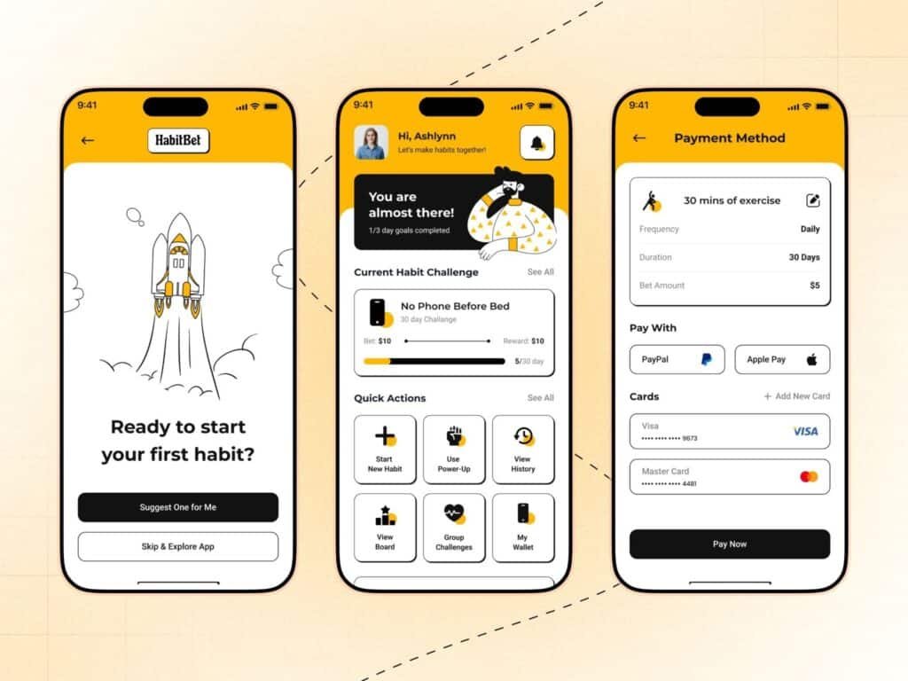 Habit Tracker UI UX Design onboarding screen for mobile application