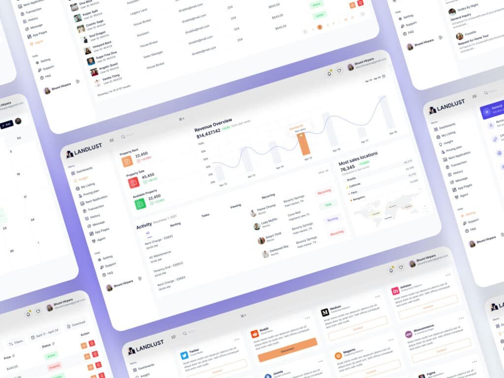 Property Management Software Dashboard for Rental Applications and Transactions